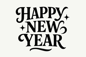 Happy New Year Retro Bold Typography Design