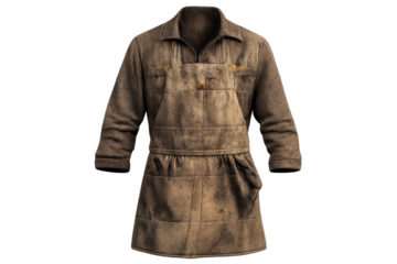 Vintage Worker's Coat and Apron on a transparent background display.
