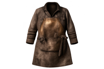 Leather butcher apron and jacket on transparent background artwork.