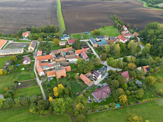 Goldbach district of Liebstedt, Ilmtal-Weinstasse in Thuringia from above, drone photo
