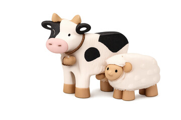 Obraz premium Ceramic Cow and Sheep with transparent background design element art.