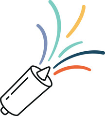 Festive party popper outline icon bursting with colorful confetti or streamers symbolizing celebration joy and happy events