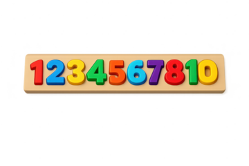Colorful numbers one to ten on a transparent background for education.