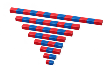 Blue and Red Blocks Stacked on a transparent background in pyramid form