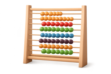Abacus with colorful beads on a transparent background educational tool.