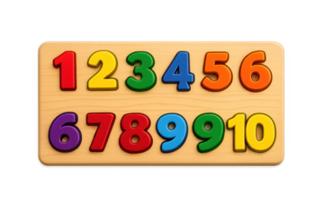 Colorful Wooden Number Puzzle with transparent background Illustration