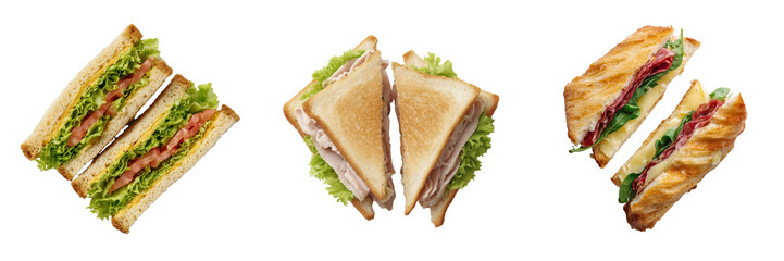 Sandwiches with Fresh Ingredients Isolated on Transparent Background