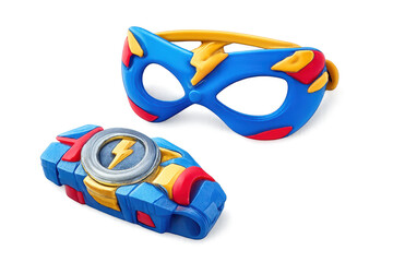 Hero Costume Mask and Wristband on transparent background for kids play