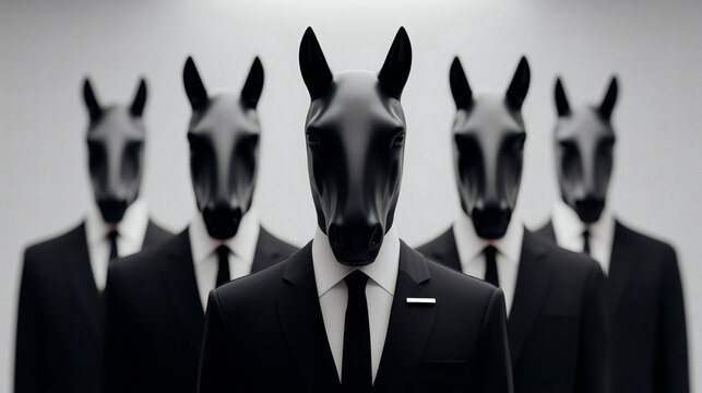 Hombres con cabeza de caballos 