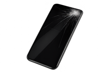 Damaged Smartphone with Cracked Screen on transparent background image