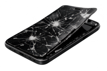 Broken smartphone screen repair with transparent background service need