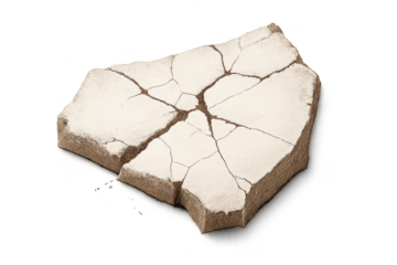Cracked Earth Chunk Isolated with transparent background, Soil Piece