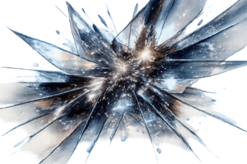 Fractured Ice Crystal on a transparent background with cosmic elements