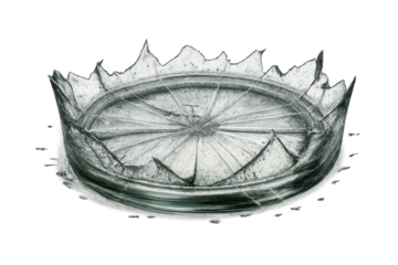 Stylized crown illustration on transparent background, artistic look.