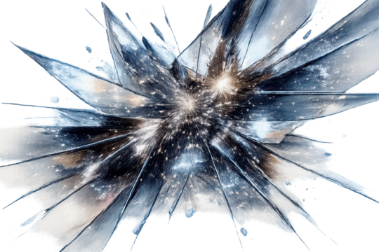 Fractured Ice Crystal on a transparent background with cosmic elements - Powered by Adobe