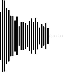 Audio waveform visualization of sound signal or music beat representation with dotted line extension