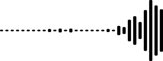 Black sound wave icon with dashed line