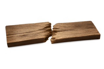 Broken brown wooden plank on a transparent background stock image.