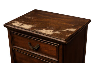 Antique wooden nightstand with transparent background for your project.