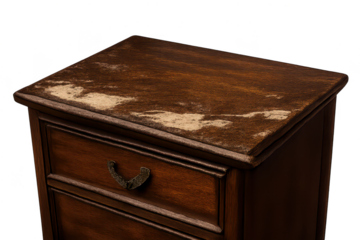 Antique wooden nightstand with transparent background for your project.