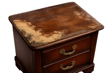 Antique Wooden Nightstand on transparent background, Classic Bedroom Decor