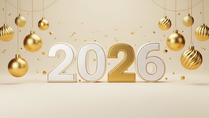 Vector illustration of a happy New Year greeting card design featuring a Christmas star and snow decoration for the 2026 holiday winter season celebration