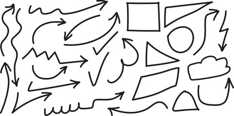 Hand drawn doodle shapes for graffiti street art poster design. Hand drawn thick heart and star symbols