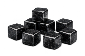 Whiskey stones of marble on transparent background for your project.