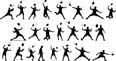 Dynamic Silhouette Badminton Player Action Movement Sport Athlete Illustration