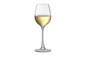 Elegant wine glass with white wine, on transparent background studio shot