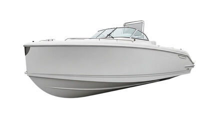 White speedboat with windshield and open cabin isolated on a transparent background white boat yacht