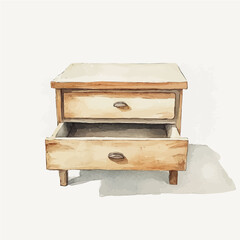 A vectorized, Hand-painted style, vector set available in EPS An Elegant watercolor painting design collection, Watercolor_style_painting_of_a_wooden_kitchen_drawer