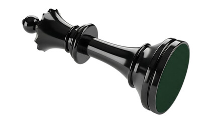 Black chess king piece with green base on transparent background isolated on a transparent background