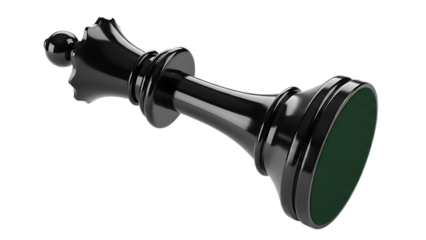 Black chess king piece with green base on transparent background isolated on a transparent background