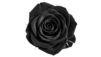 Dark gray rose on black isolated on a transparent background flower close-up petals botanical