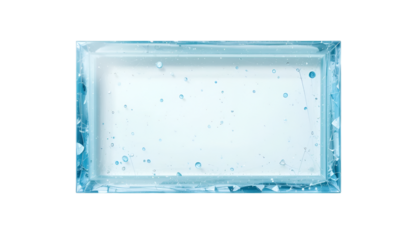 Clear ice block with bubbles on black background