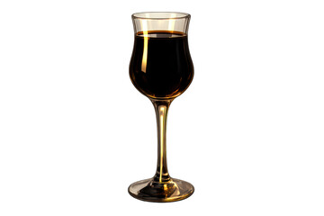 Elegant wine glass with liquid on transparent background rendering.