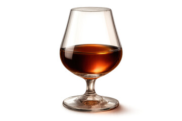 Elegant glass of cognac with transparent background artfully displayed.