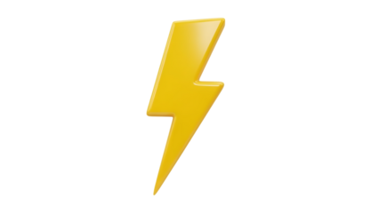 Yellow Lightning Bolt isolated on a transparent background electric symbol