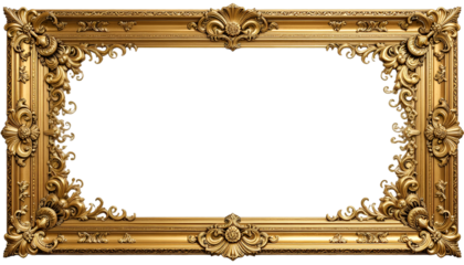 Elegant gold ornamental frame on black background