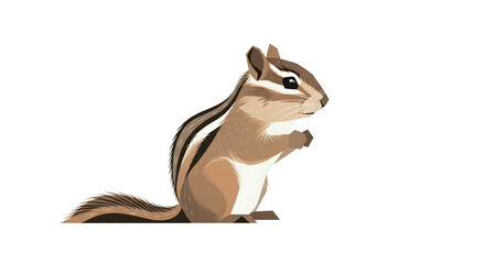 Cute chipmunk standing on hind legs looking around curiously