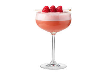 Classic Clover Club cocktail with raspberry garnish and foam in a coupe glass