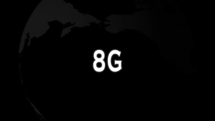 Glowing 8G symbol above a digital Earth, representing global connectivity