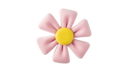 Pastel pink flower with yellow center isolated PNG, cute floral element on transparent background for spring designs and decoration