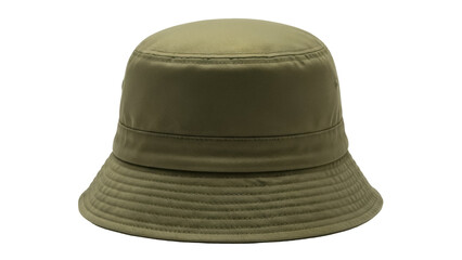 Khaki bucket hat isolated PNG on transparent background, casual headwear for sun protection and outdoor fashion accessory