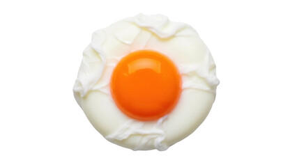 Perfectly poached egg isolated PNG, with a bright orange yolk on transparent background, breakfast food for healthy eating and gourmet recipes