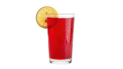 Refreshing red cocktail with lemon slice isolated PNG, summer drink for party and celebration on transparent background