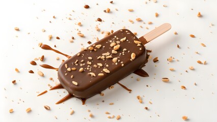 chocolate ice cream with nuts and splash