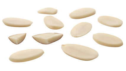 Almond slice macro isolated on PNG background.