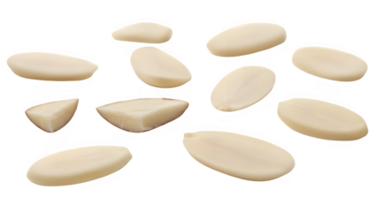 Almond slice macro isolated on PNG background.